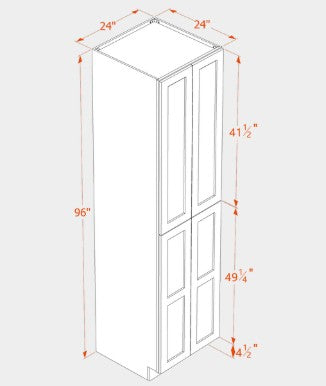 WP249624: Oak Shaker Pantry 24"W*96"H*24"D-4D-6S