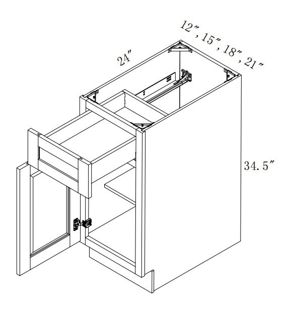 B18: Oak Shaker Standard Base Cabinet 1D