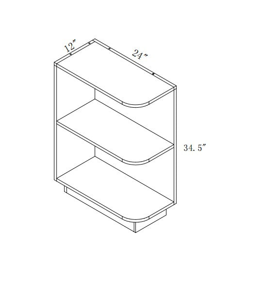 BES1230K: Oak Shaker Base End Shelf Cabinet 12"W*24"D*34-1/2"H