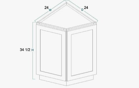 BRA24: Angle Base End Cabinet 24"W*24"D*34-1/2"H-2D