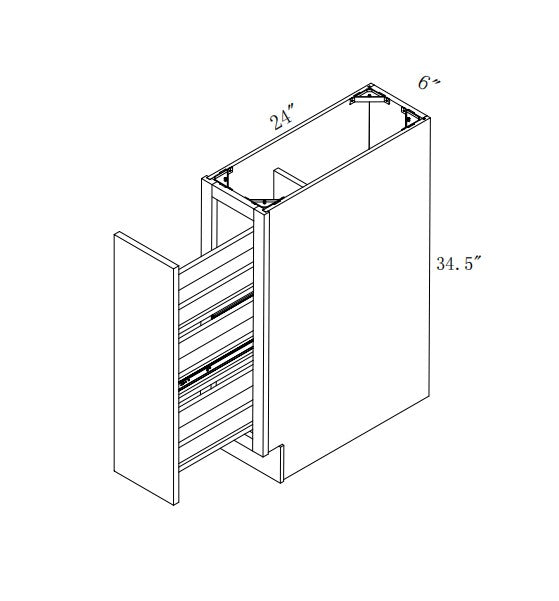 BSR06: Oak Shaker Base Spice Pull Out 6"W*24"D*34-1/2"H