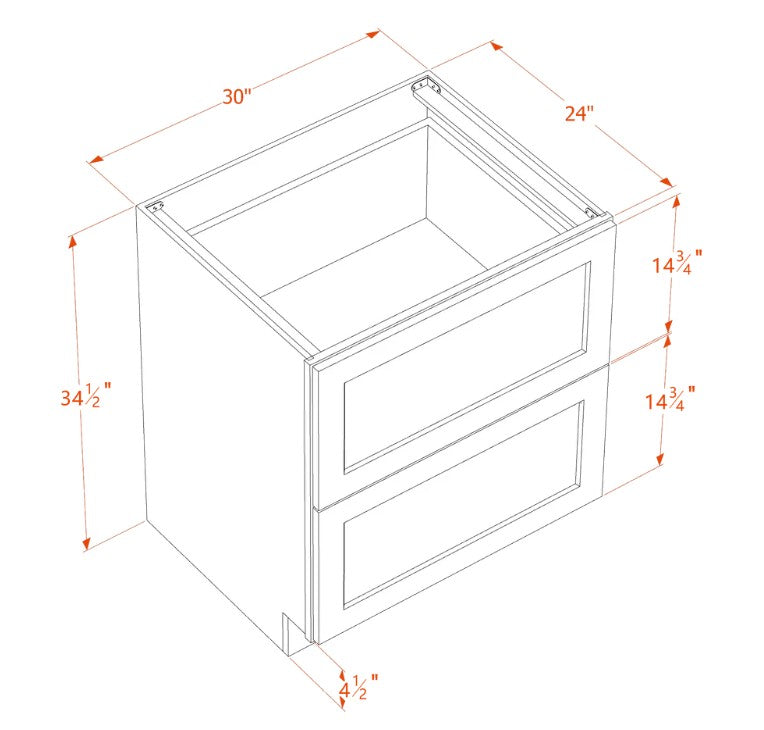 DB30-2: White Shaker Standard Base Cabinet 2DRA