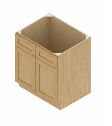 SB42: Oak Shaker 42" 2 Headers 2 Doors Sink Base Cabinet