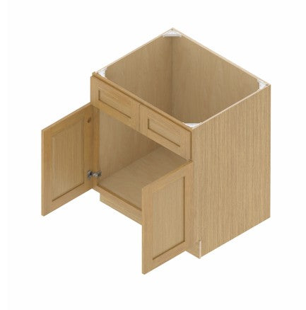SB42: Oak Shaker 42" 2 Headers 2 Doors Sink Base Cabinet