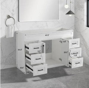 VSBC48: Vanity Side Drawer Base Cabinet Single Basin 48"W*21D*34-1/2"H-2D-6DRA