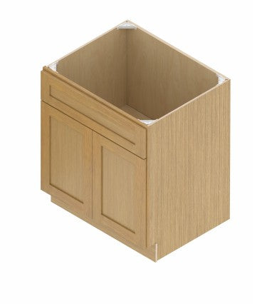VSB30: Oak Shaker 30" 1 Header 2 Doors Vanity Sink Base Cabinet
