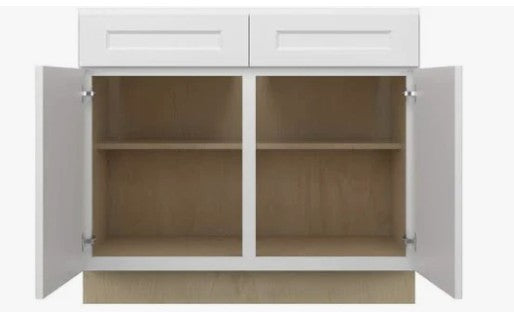 SB42: White Shaker 42" 2 Headers 2 Doors Sink Base Cabinet