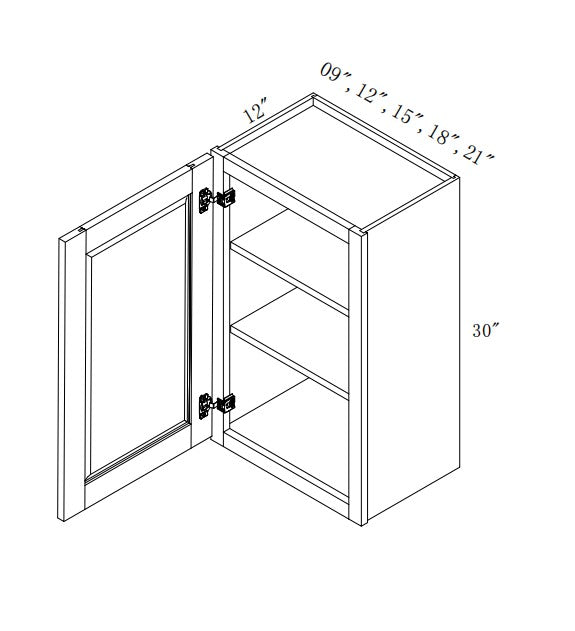 W1230:  Oak Shaker Wall 12"W*30"H*12"D-1D-2S