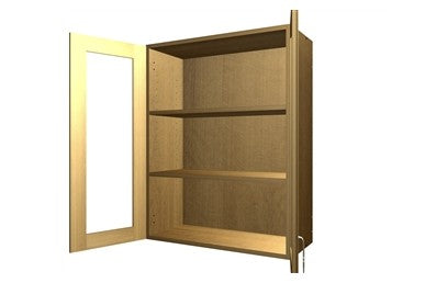 W3336/GD: Oak Shaker Wall 33"W*36"H*12"D-2D-2S/ Glass Door