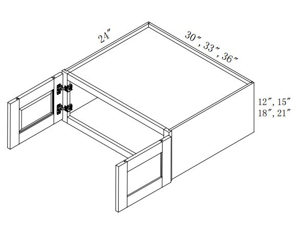 W301524: Oak Shaker Wall 30"W*15"H*24"D-2D