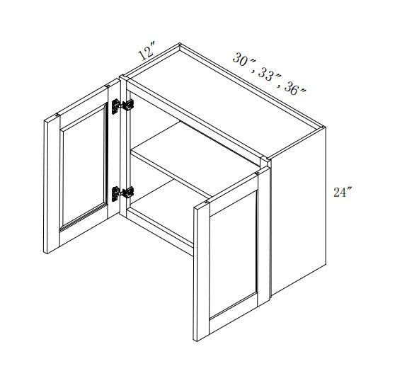 W3324: Oak Shaker Wall 33"W*24"H*12"D-2D-1S