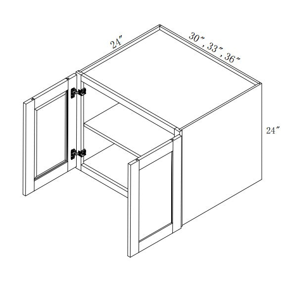 W362424: Oak Shaker Wall 36"W*24"H*24"D-2D-1S