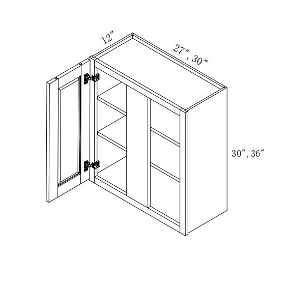 WBC3036: Oak Shaker Wall Blind Cabinets 30"W*36"H*12"D-1D-2s