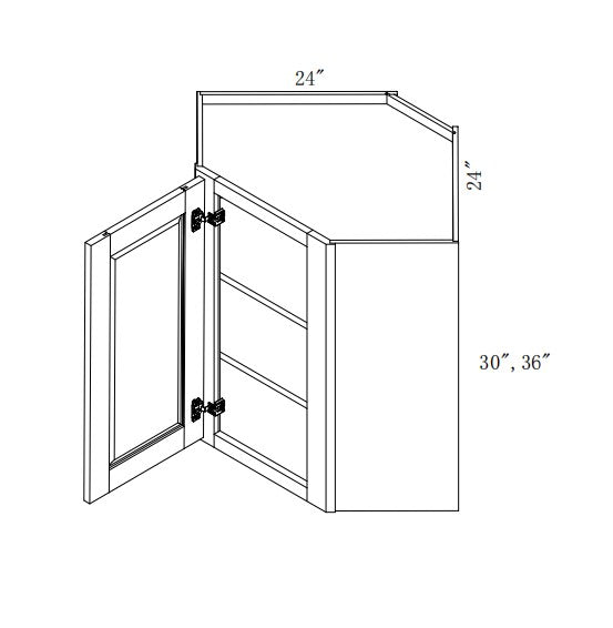 WDC2430: Oak Shaker Wall Diagonal Cabinet 24"W*30"H*24"D-1D-2S