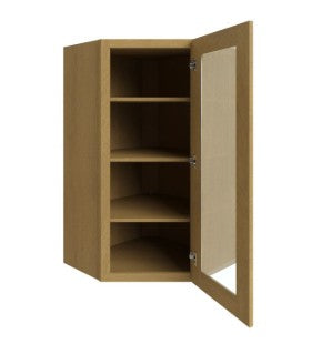 WDC2440/GD: Oak Shaker Wall Diagonal Cabinet 24"W*40"H*24"D-1D-3S/Glass Door