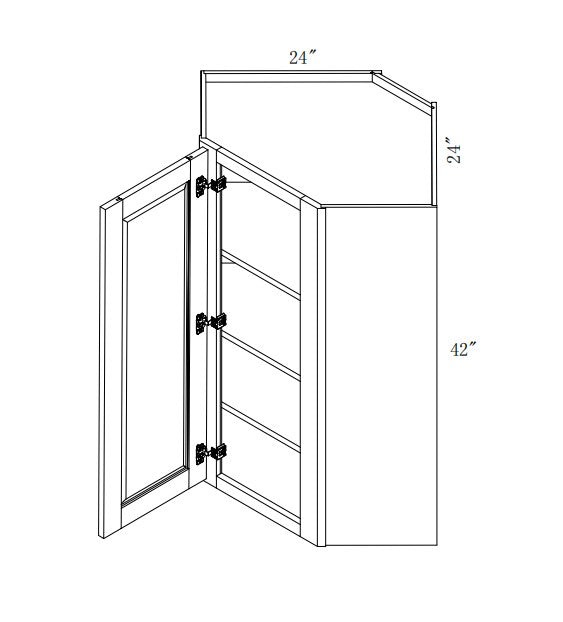 WDC2440/2442: Oak Shaker Wall Diagonal Cabinet 24"W*40"H*24"D-1D-3S