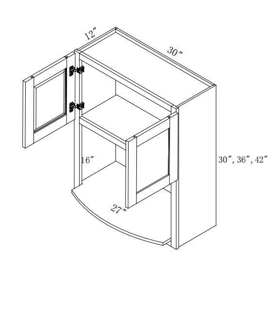 WMC303012: Oak Shaker Wall Microwave 30"W*30"H*12"D