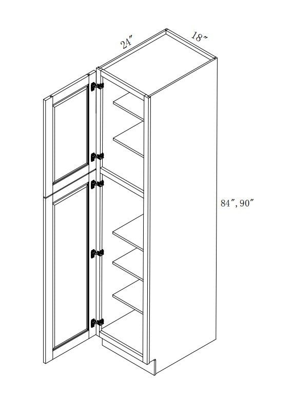 WP188424: Oak Shaker Pantry 18"W*84"H*24"D-2D-5S