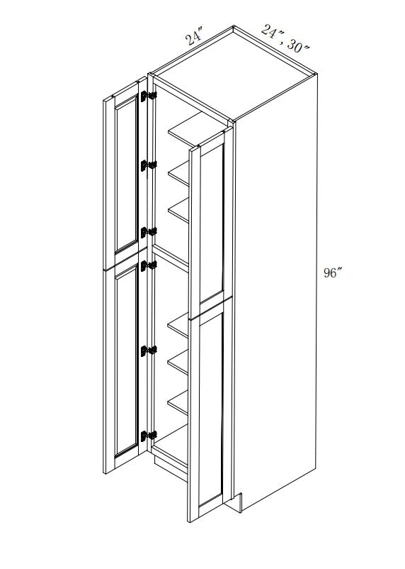 WP309424: Oak Shaker Pantry 30"W*94"H*24"D-4D-6S