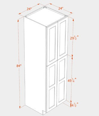 WP248424: Oak Shaker Pantry 24"W*84"H*24"D-4D-5S