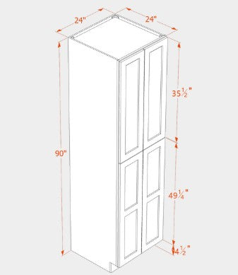 WP249024: Oak Shaker Pantry 24"W*90"H*24"D-4D-5S