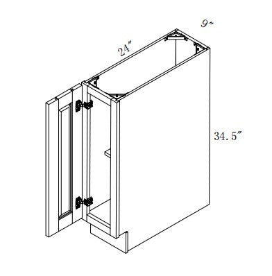 B09FHD*: Oak Shaker Standard Base Cabinet 1D