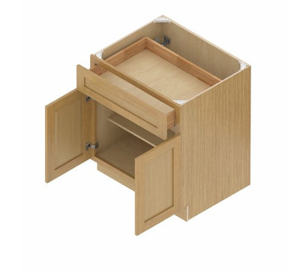 B30 : Oak Shaker 30" 1 Drawer 2 Doors  Standard Base Cabinet
