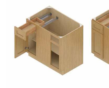 BLB39/42: Oak Shaker Base Blind Comer 39"W*24"D*34-1/2"H-1D-1DRA-1S