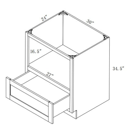 BMD30: Oak Shaker Base Microwave Drawer 30"W*24"D*34-1/2"H-1DRA