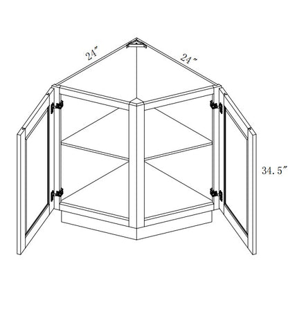 BRA24: Oak Shaker Angle Base End Cabinet 24"W*24"D*34-1/2"H-2D