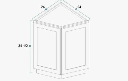 BRA24: Angle Base End Cabinet 24"W*24"D*34-1/2"H-2D