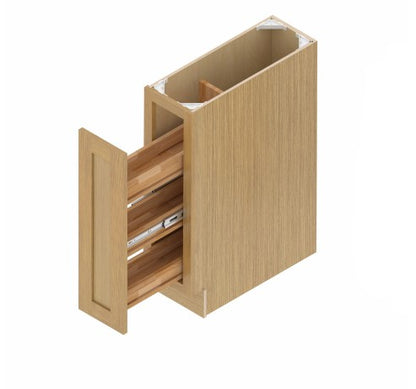 BSR09: Oak Shaker Base Spice Pull Out 9"W*24"D*34-1/2"H