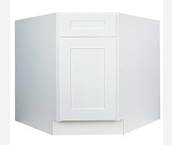 CSB42: White Shaker 42"  1 Door   Diagonal Corner Sink Base Cabinet