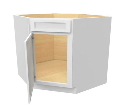 CSB42: White Shaker 42"  1 Door   Diagonal Corner Sink Base Cabinet
