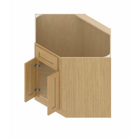 CSB42: Oak Shaker 42"  1 Door   Diagonal Corner Sink Base Cabinet