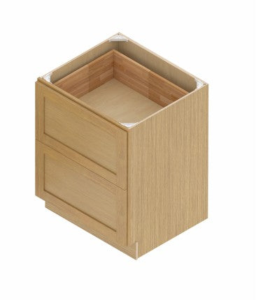 DB33-2: Oak Shaker 33"  2 Drawers   Standard Base Cabinet