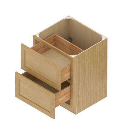 DB33-2: Oak Shaker 33"  2 Drawers   Standard Base Cabinet