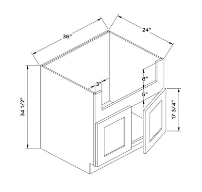 FSB36: Farm Sink Base 36"W*24"D*34-1/2"H-2D