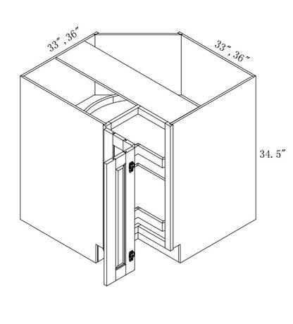 LSB3612: Oak Shaker 36" 2 Doors   Laze Susan Base Cabinet