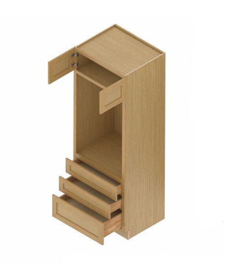 OC339024: Oak Shaker Oven Cabinet 33"W*90"H*24"D-2D-3DRA