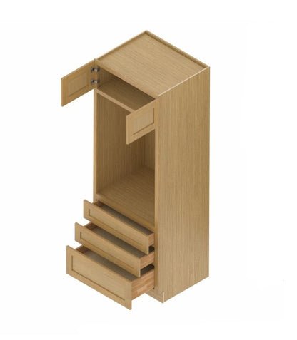 OC339024: Oak Shaker Oven Cabinet 33"W*90"H*24"D-2D-3DRA