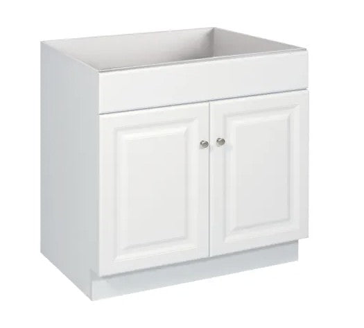 VSB24: White Shaker Vanity Sink Base Cabinet 2D-1Header