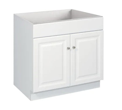 VSB24: White Shaker Vanity Sink Base Cabinet 2D-1Header