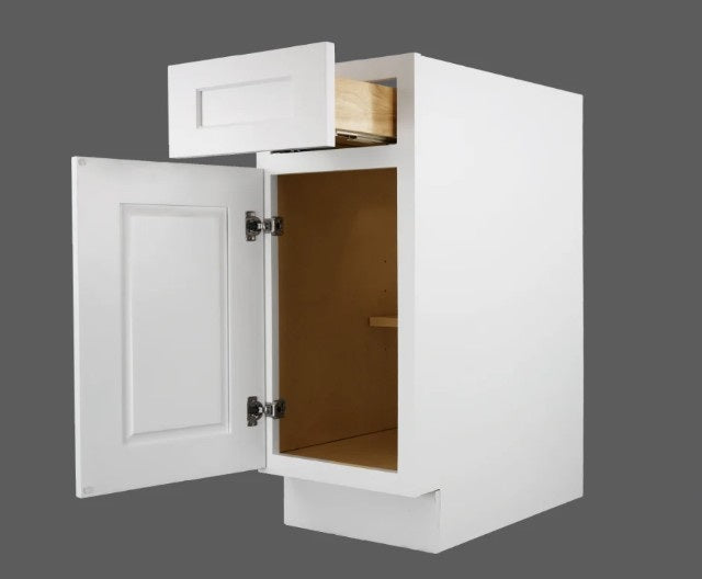 B18: White Shaker Standard Base Cabinet 1D 1DRA