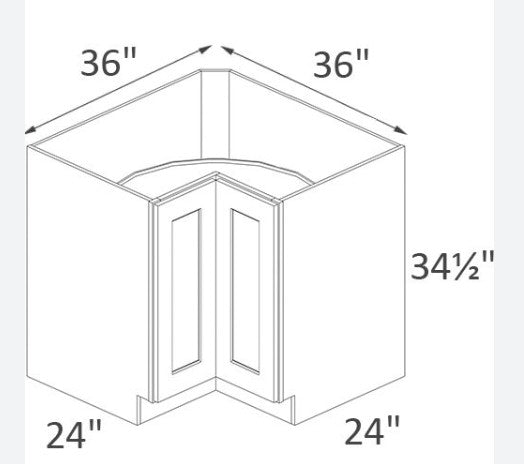 LSB3612: White Shaker 36" 2 Doors   Laze Susan Base Cabinet