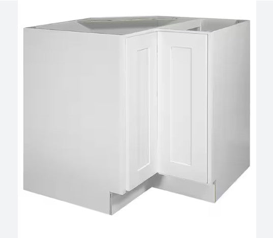 LSB3309: White Shaker 33" 2 Doors   Laze Susan Base Cabinet