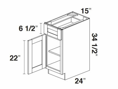 B15: White Shaker Standard Base Cabinet 1D 1DRA
