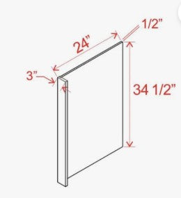 DWR3: OAK Dishwasher Return 3"W*24"D*34-1/2"H