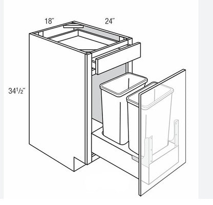 TC018-2: Base Waste Basket 18"W*24"D*34-1/2"H