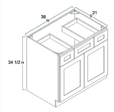 VCSB3621: Vanity Drawers Combination Sink Base Cabinet  36"W*21D*34-1/2"H-2D